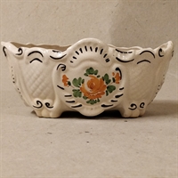 orange blomster på bådformet gammel romantisk porcelænsskål 